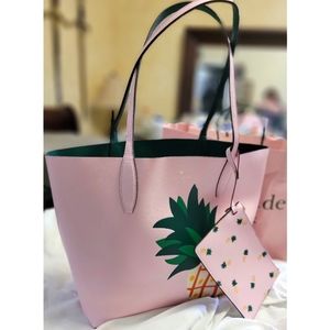 Kate Spade Colada Leather Pineapple Tote Bag and Wristlet